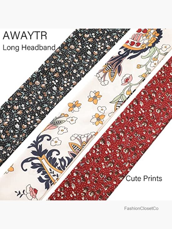 Long Twist Knotted Headbands for Women, 3 Pack Chiffon Hair Wraps main image 4